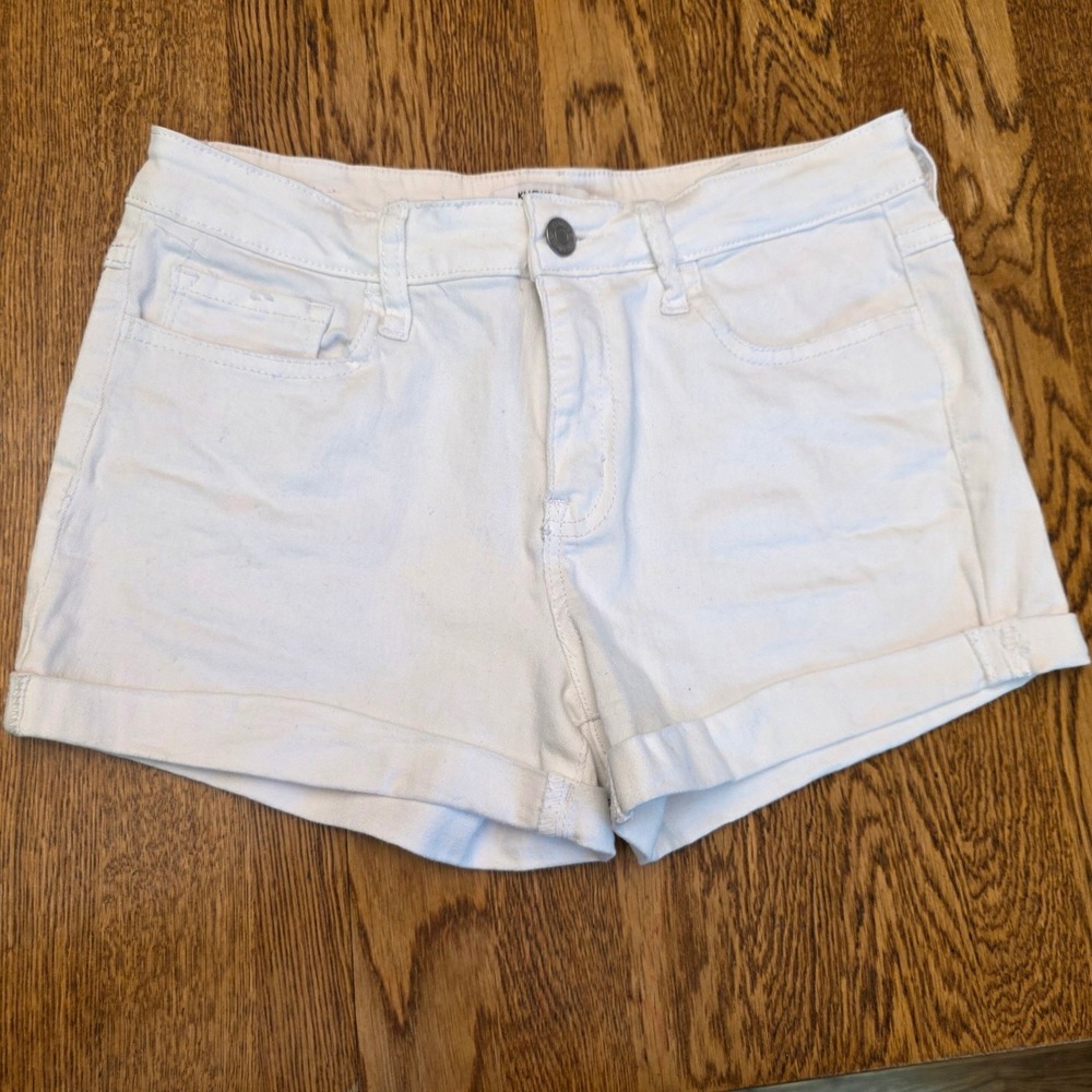 Klique B Womens M White Denim Cuffed Shorts Mid Rise Summer Casual